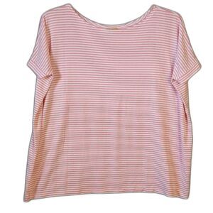 PIKO Pink White Stripe Short Sleeve Top Women M